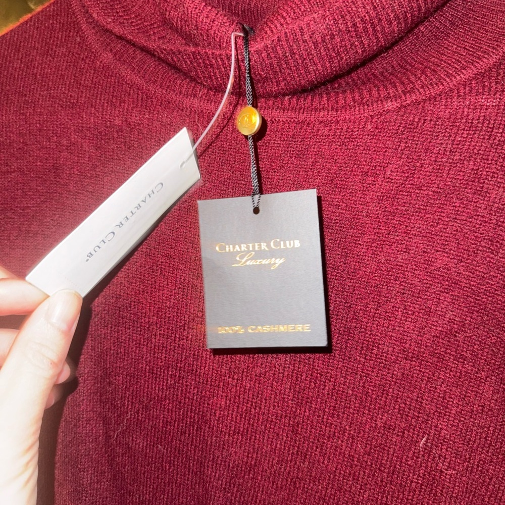 Charter Club Luxury Red Cashmere Turtleneck Sweater
